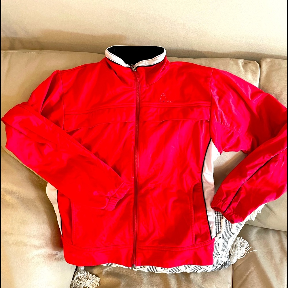 Head jacket red & white quilted w/side pockets & 2 front pockets Vintage size M